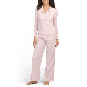 HONEYDEW Pink Coffee Club Pajama Top And Pants Set